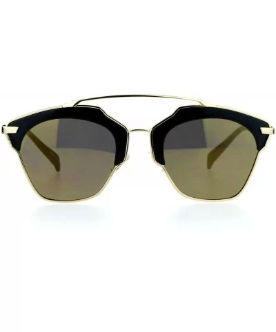 Metal Outline Mirrored Mirror Lens Retro Vintage Half Rim Sunglasses - All Gold - CL12G8WB9U5 $16.30 Wayfarer