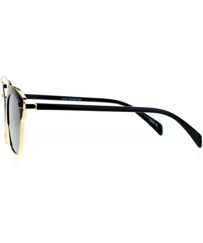 Metal Outline Mirrored Mirror Lens Retro Vintage Half Rim Sunglasses - All Gold - CL12G8WB9U5 $16.30 Wayfarer