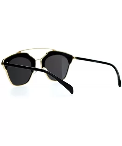 Metal Outline Mirrored Mirror Lens Retro Vintage Half Rim Sunglasses - All Gold - CL12G8WB9U5 $16.30 Wayfarer