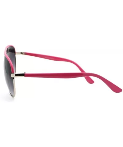 Gradient Lens Tear Drop Flat Top Metal Frame Fashion Pilot Sunglasses - Pink - CW11KL0I6S9 $12.62 Round