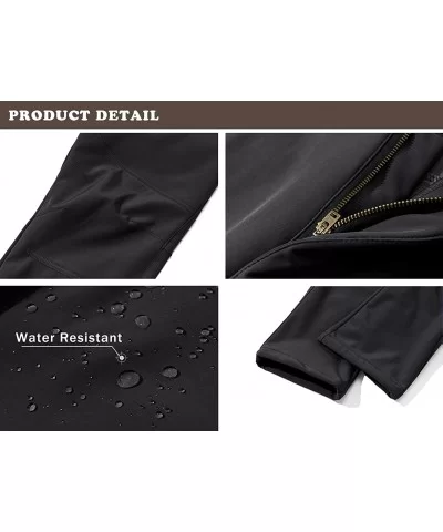 Men's Ski Water Repellent Softshell Fleece Lined Hiking Pants Tactical Trousers - 002 Zipper Black - CK192TKS3CU $58.71 Sport