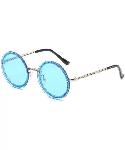 Round Sunglasses Women Luxury RimlShades Europe Popular Ins Sun Glasses Lunettes De Sol Femme - Silver Blue - CK199CR6068 $48...