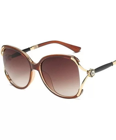 Classic Retro Designer Style Flower Zircon Sunglasses for Women PC AC UV400 Sunglasses - Brown - C718T644TR2 $22.62 Sport