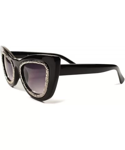 Designer Celebrity Classic Vintage Retro Hot Womens Cat Eye Sunglasses - Black - CV189AS2ASM $17.21 Cat Eye