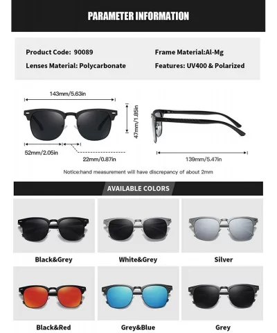 Men Women Polarized Alloy Sunglasses Aluminum Magnesium Frame Sun Glasses Driving Glasses Male 90089 - Grey - CA18WA968KY $23...