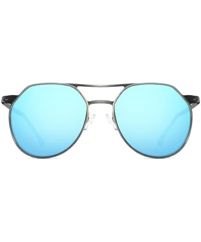 Polarized Sunglasses for Men Women Classic Pilot Mens Sunglasses 100% UV Protection - Black Frame With Blue Lens - CQ18SLR8O4...