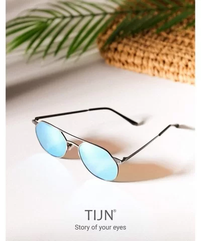 Polarized Sunglasses for Men Women Classic Pilot Mens Sunglasses 100% UV Protection - Black Frame With Blue Lens - CQ18SLR8O4...