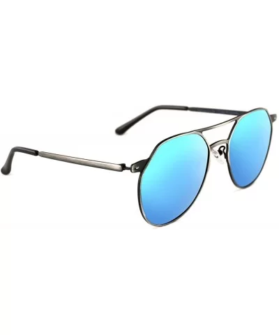 Polarized Sunglasses for Men Women Classic Pilot Mens Sunglasses 100% UV Protection - Black Frame With Blue Lens - CQ18SLR8O4...