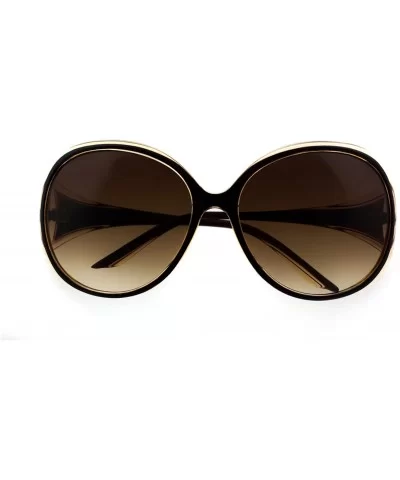 Designer Inspired Round Butterfly Frame High Fashion Women Sunglasses - Amber - CN11XSYJWFL $18.07 Wrap