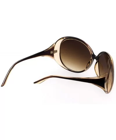 Designer Inspired Round Butterfly Frame High Fashion Women Sunglasses - Amber - CN11XSYJWFL $18.07 Wrap