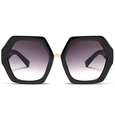 Hexagonal Sunglasses Women Big Polygon Sun Glasses for Ladies Oversized Black UV400 - Black - CO18AKZOK0L $17.07 Oversized