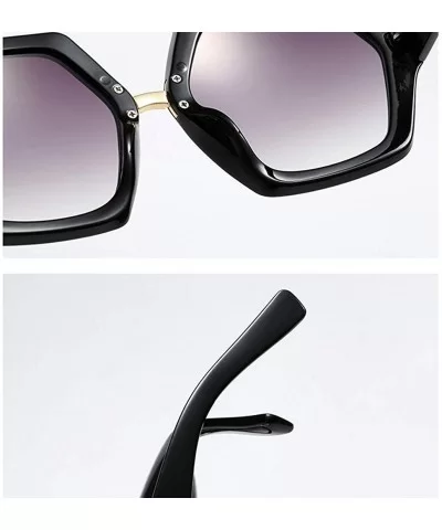 Hexagonal Sunglasses Women Big Polygon Sun Glasses for Ladies Oversized Black UV400 - Black - CO18AKZOK0L $17.07 Oversized