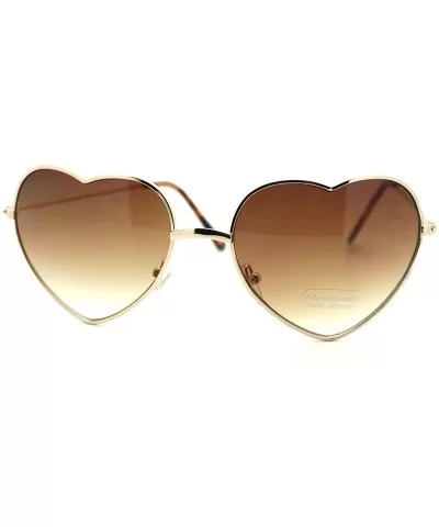 Metal Frame Heart Shape Sunglasses - Gold - CS11YJYK0CN $11.48 Aviator