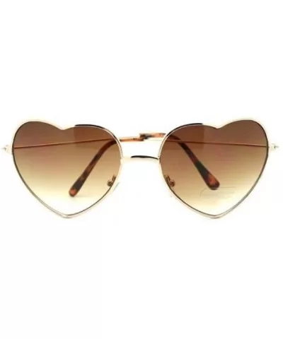 Metal Frame Heart Shape Sunglasses - Gold - CS11YJYK0CN $11.48 Aviator