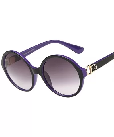 Women's and men's Round Sunglasses Full plastic frame eyewear - Purple/Black/Grey - CX12DUMI0F3 $18.46 Round