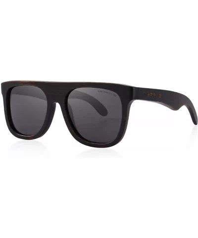 Men Wooden Polarized Sunglasses 100% UV Protection vintage Eyewear S5085 - Black - CI185DGT926 $36.31 Square