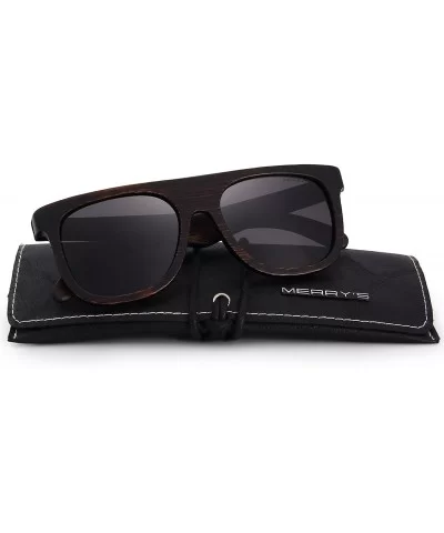 Men Wooden Polarized Sunglasses 100% UV Protection vintage Eyewear S5085 - Black - CI185DGT926 $36.31 Square