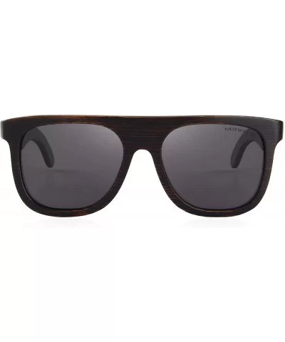 Men Wooden Polarized Sunglasses 100% UV Protection vintage Eyewear S5085 - Black - CI185DGT926 $36.31 Square