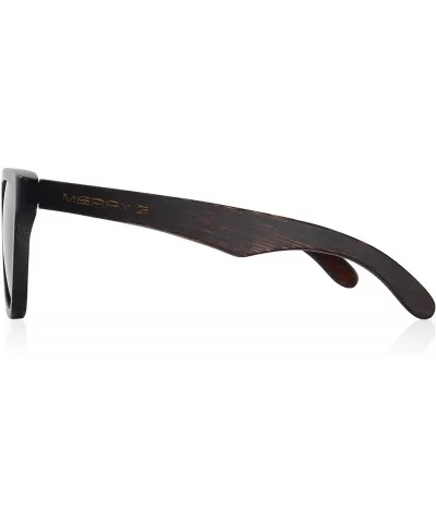 Men Wooden Polarized Sunglasses 100% UV Protection vintage Eyewear S5085 - Black - CI185DGT926 $36.31 Square