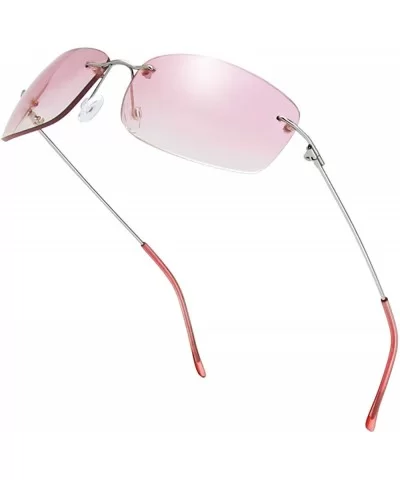 Minimalist Small Rectangular Sunglasses Clear Eyewear Spring Hinge - Gift Box Package - C818AYSOXAR $17.11 Goggle