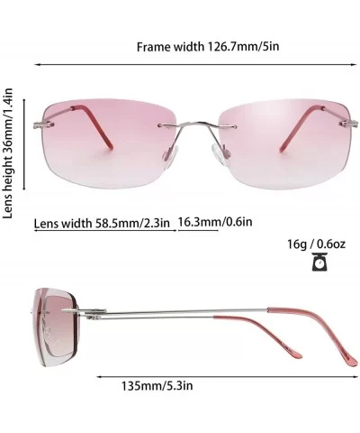 Minimalist Small Rectangular Sunglasses Clear Eyewear Spring Hinge - Gift Box Package - C818AYSOXAR $17.11 Goggle