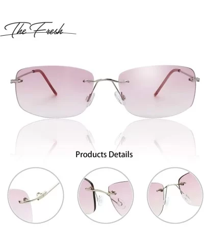 Minimalist Small Rectangular Sunglasses Clear Eyewear Spring Hinge - Gift Box Package - C818AYSOXAR $17.11 Goggle