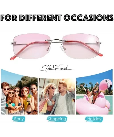 Minimalist Small Rectangular Sunglasses Clear Eyewear Spring Hinge - Gift Box Package - C818AYSOXAR $17.11 Goggle