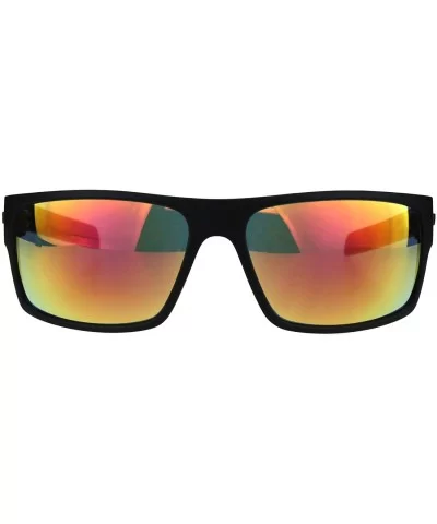 Biohazard Sunglasses Mens Casual Fashion Rectangular Shades UV 400 - Black Red (Orange Mirror) - CO18Q4AAZCS $13.22 Rectangular