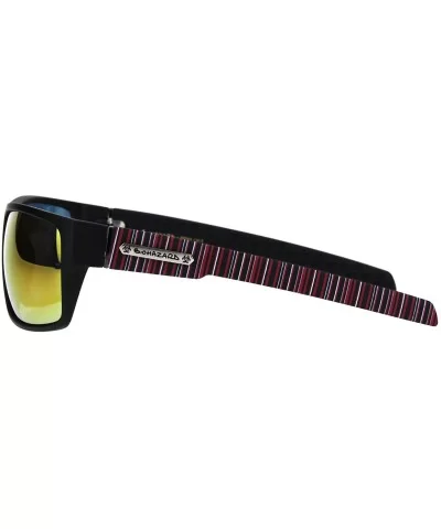 Biohazard Sunglasses Mens Casual Fashion Rectangular Shades UV 400 - Black Red (Orange Mirror) - CO18Q4AAZCS $13.22 Rectangular