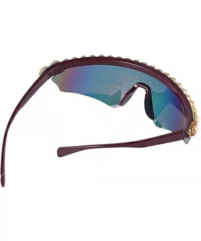 Oversize Shield Visor Sunglasses Flat Top Mirrored Mono Lens 170mm - Colorful Bead - CG1939HT5CA $25.84 Oversized