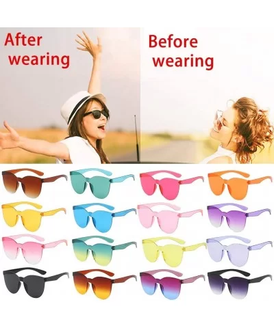 Colorful One Piece Transparent Sunglasses Unisex Retro Round Rimless Tinted Candy Color Eyewear - CG199GS6NQT $13.30 Rimless