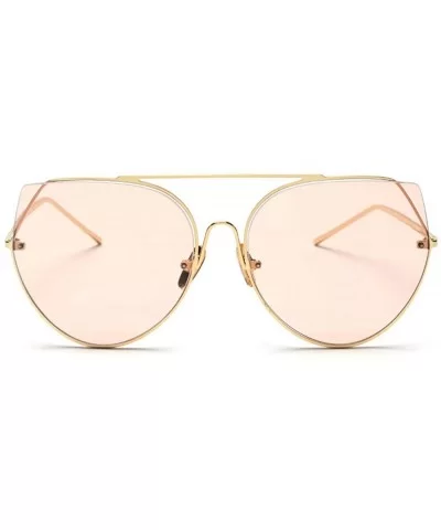 Fashion New Personality Cat Sunglasses Female Metal Color Lens Men sunglasses - Light Brown - CA18WRYNT5D $19.21 Round