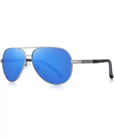 Men Vintage Aluminum Polarized Sunglasses for Men Womens Polarized Mirror with Case - Blue Mirror - CH18XXTY3I9 $19.31 Oversized