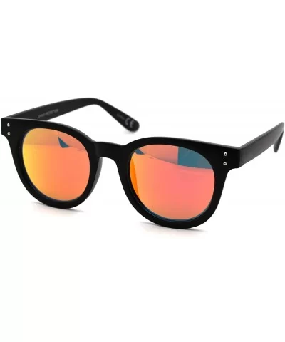 Retro Round Horn Rim Thick Plastic Fashion Sunglasses - Matte Black Red Mirror - CG18UX9C5YA $17.15 Rectangular