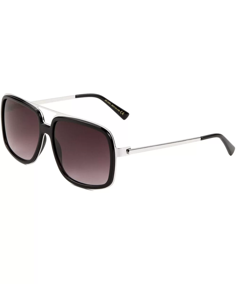 Thin Metal Rim Square Plastic Frame Aviator Sunglasses - Smoke Silver - C5197NN0TWK $20.34 Square