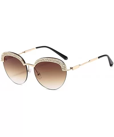 Women Fashion Round Pearl Frame Sunglasses UV Protection Sunglasses - Brown Frame/Tea - C5199UKC9TI $23.17 Round