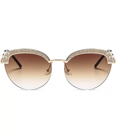 Women Fashion Round Pearl Frame Sunglasses UV Protection Sunglasses - Brown Frame/Tea - C5199UKC9TI $23.17 Round