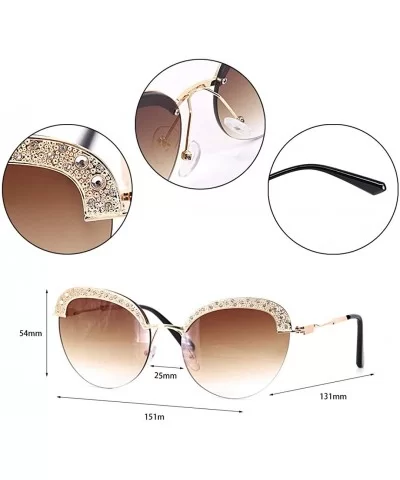 Women Fashion Round Pearl Frame Sunglasses UV Protection Sunglasses - Brown Frame/Tea - C5199UKC9TI $23.17 Round