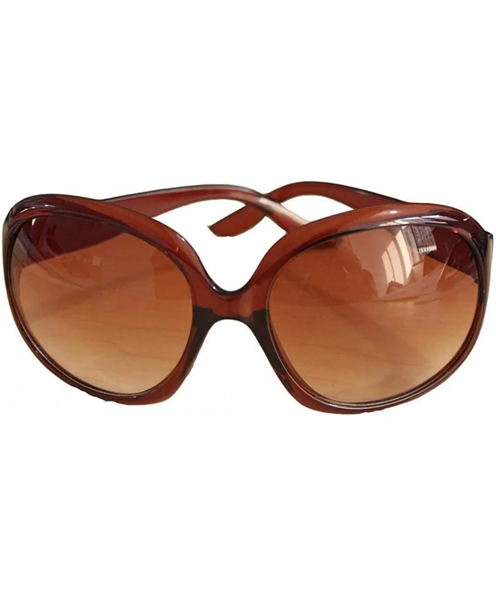 Women Retro Style Anti-UV Sunglasses Big Frame Fashion Sunglasses Sunglasses - Brown - CS194OUUMDC $20.52 Oval