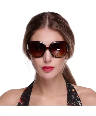 Women Retro Style Anti-UV Sunglasses Big Frame Fashion Sunglasses Sunglasses - Brown - CS194OUUMDC $20.52 Oval