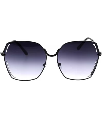 Womens Chic Diva Retro Rectangular Butterfly Designer Sunglasses - Black Smoke - CJ18T452XRM $21.13 Oversized