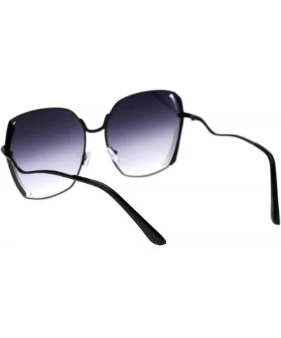Womens Chic Diva Retro Rectangular Butterfly Designer Sunglasses - Black Smoke - CJ18T452XRM $21.13 Oversized