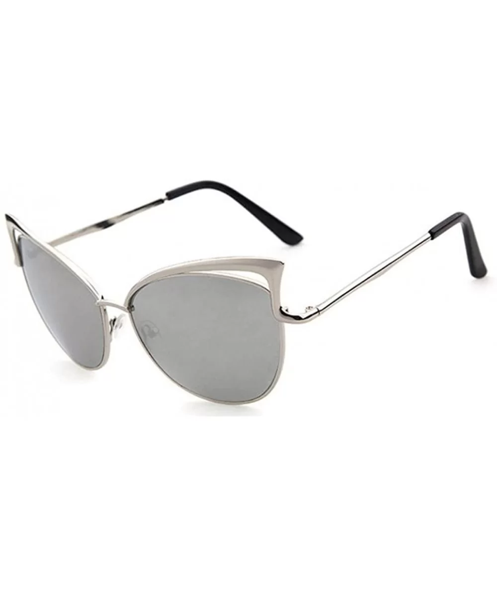 Unisex Metal Spectacle Frame Myopia Cat Eyes Sunglasses (Silver) - CE18G9X2C3Q $12.05 Cat Eye