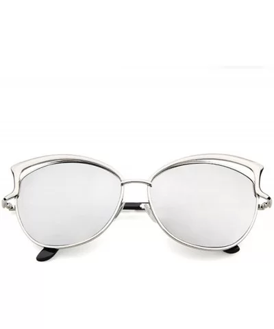 Unisex Metal Spectacle Frame Myopia Cat Eyes Sunglasses (Silver) - CE18G9X2C3Q $12.05 Cat Eye