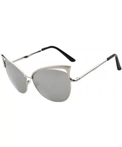 Unisex Metal Spectacle Frame Myopia Cat Eyes Sunglasses (Silver) - CE18G9X2C3Q $12.05 Cat Eye