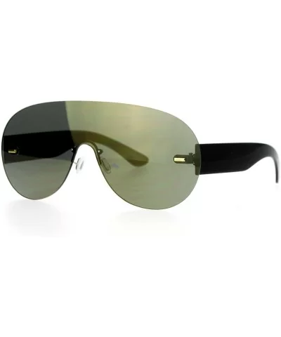 Futuristic Rimless Robotic Pilot Mirrored Mirror Lens Racer Sunglasses - Gold Mirror - CV12CDS8ZYB $14.30 Shield