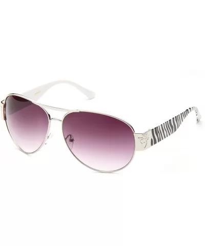 "Zeb" Aviator Fashion Sunglasses UV Protection - Silver/White - CN11RVF66QB $11.92 Square