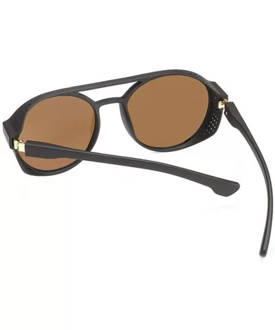 Women's Fashion Cat Eye Shade Sun Spectacles Integrated Stripe Vintage Sunglasses - Brown - CA18UK3YAWU $16.31 Goggle