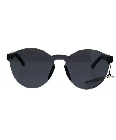 Pop Color Trendy Thick Plastic Full Panel Rimless Lens Keyhole Hipster Sunglasses - Black - CW1822M68I4 $17.24 Round