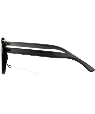 Pop Color Trendy Thick Plastic Full Panel Rimless Lens Keyhole Hipster Sunglasses - Black - CW1822M68I4 $17.24 Round